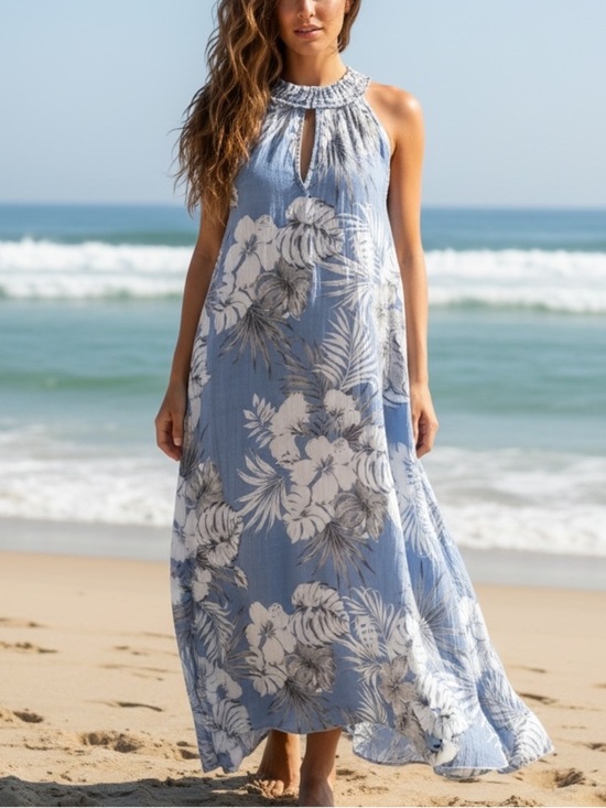 Mlle Gabrielle Dresses & Skirts - Mlle Gabrielle Elegant Blue Floral Maxi Dress